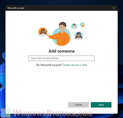 Create new user account in Windows 11