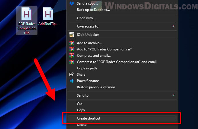 Create shortcut for autohotkey ahk script