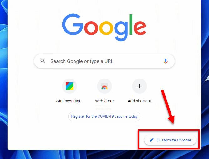 Customize Chrome New Tab page shortcut
