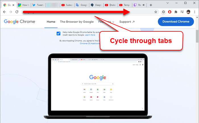 Cycle through tabs Chrome