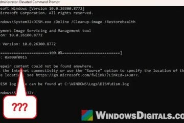 DISM Error 0x800f0915 The repair content could not be found anywhere