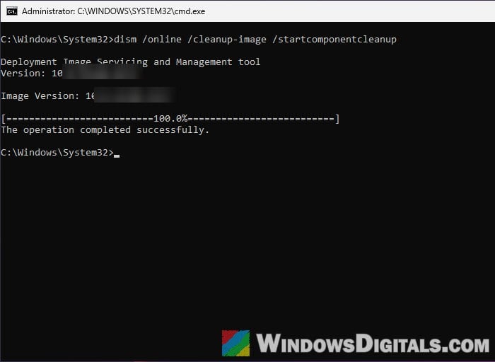 DISM StartComponentCleanup Command Prompt