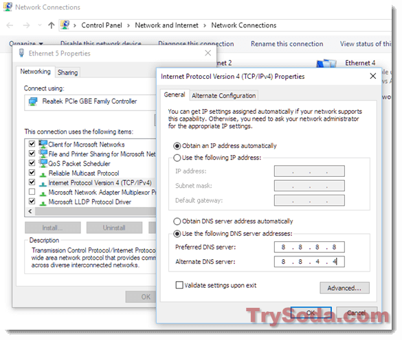 DNS_PROBE_FINISHED_NXDOMAIN change DNS