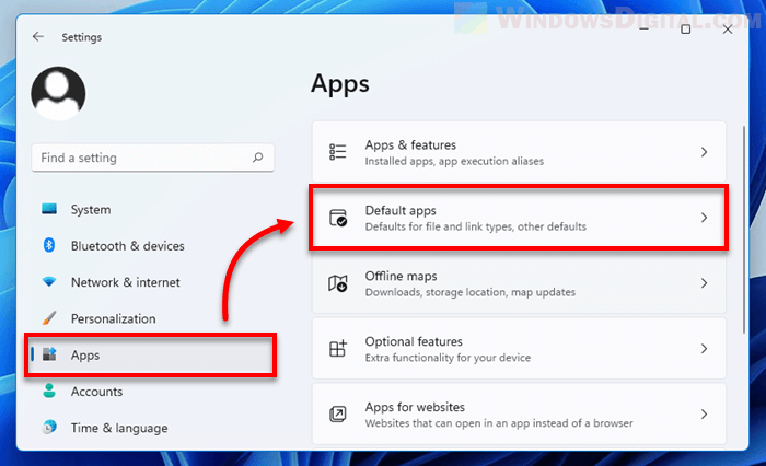 Default apps Windows 11