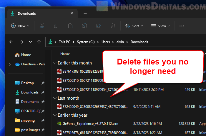 Delete Downloaded files from C Drive