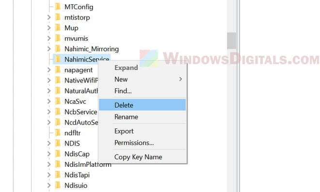 Delete Nahimic Service via Registry in Windows 11 and 10