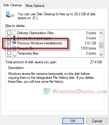 Delete Old Windows Folder in Windows 10