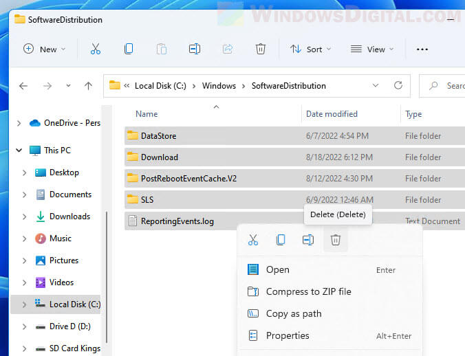 Delete Windows Update Files Windows 11 Manually
