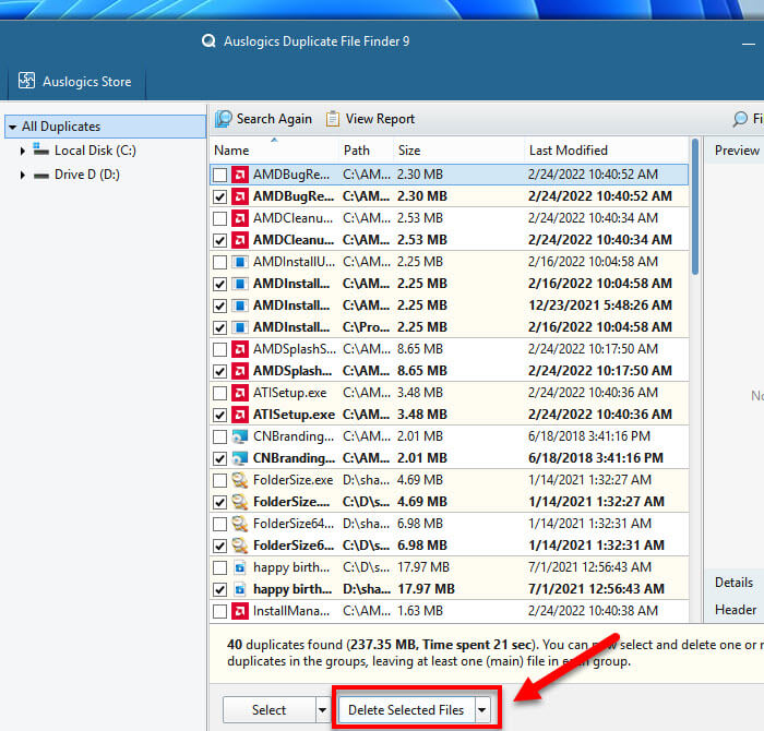 Delete duplicate files in Windows 11