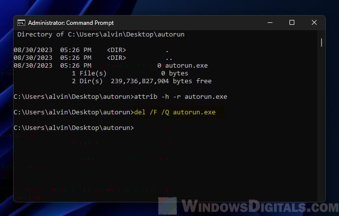 Delete virus using CMD in Windows 11 or 10