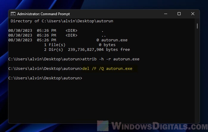 Delete virus using CMD in Windows 11 or 10