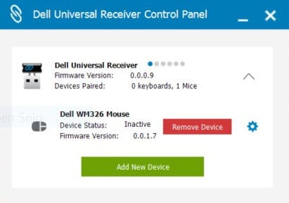 Dell Universal Receiver Control Panel