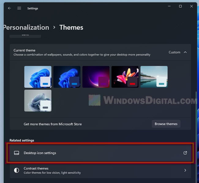 Desktop icon settings in Windows 11