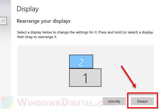 Detect new monitor projector TV on Windows 10