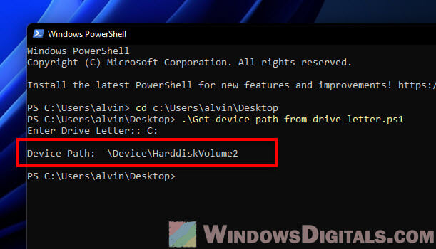 Device HarddiskVolume2 in Windows 11