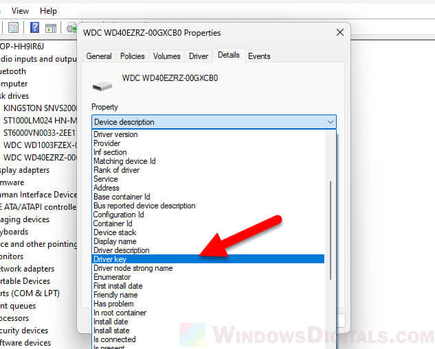 Device Manager Details Driver Key