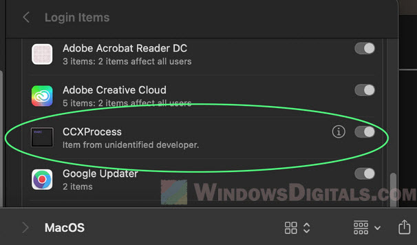 Disable CCXProcess on Mac