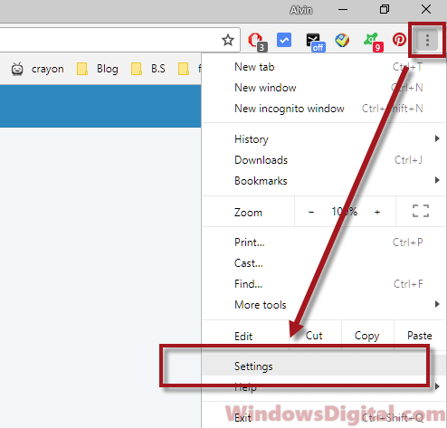 Disable Chrome notifications settings Windows 10
