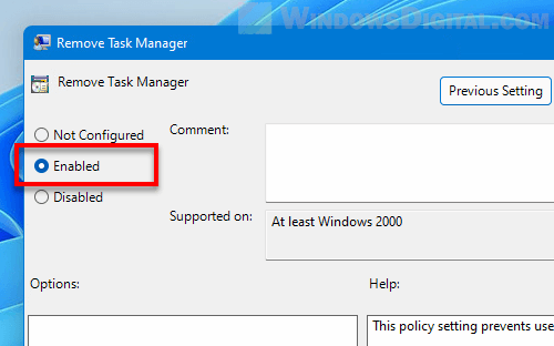Disable Ctrl Alt Del Task Manager option
