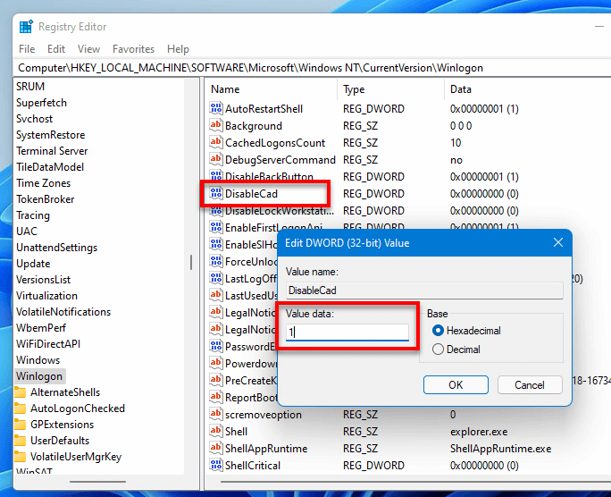 Disable Ctrl Alt Del Windows 11 Registry Editor