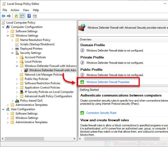 Disable Firewall Notifications Windows 10 GPO group policy