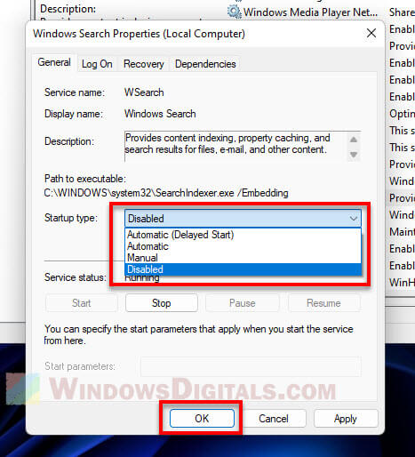 Disable Microsoft Windows Search Indexer