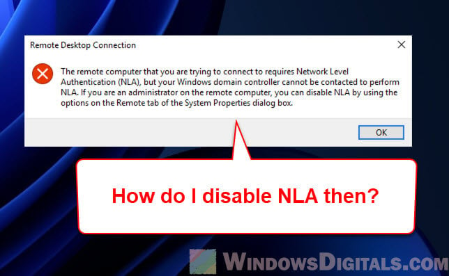 Disable Network Level Authentication in Windows 11 10