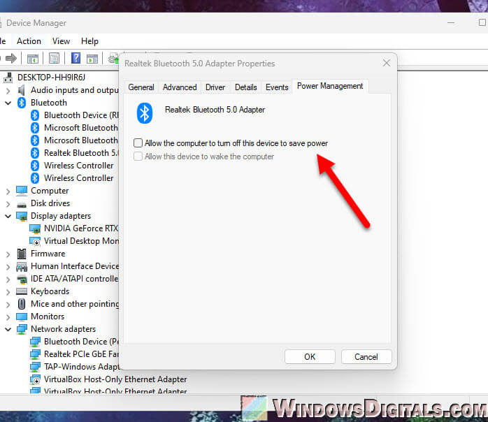 Disable Power Saving mode for Bluetooth adapter receiver