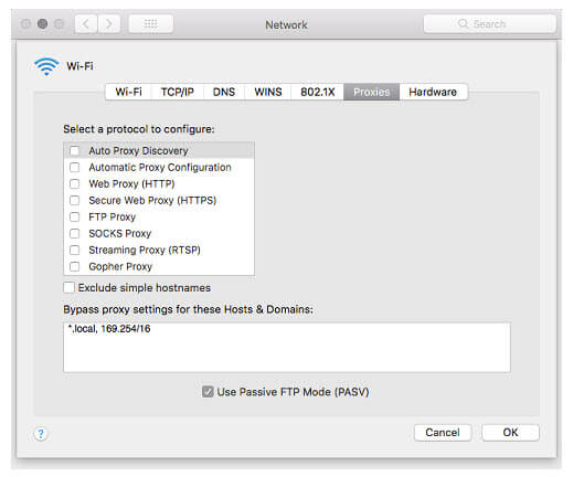 Disable Proxy ERR_ADDRESS_UNREACHABLE Mac