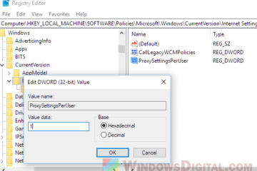 Disable Proxy Settings Registry Windows 10