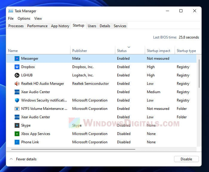 Disable Startup Programs in Windows 11
