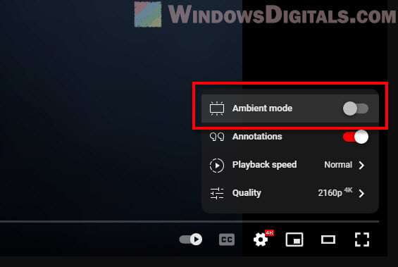 Disable YouTube Ambient Mode