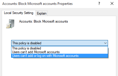 Block Microsoft Accounts