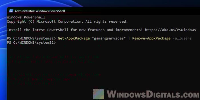 Disable and uninstall GamingServices.exe