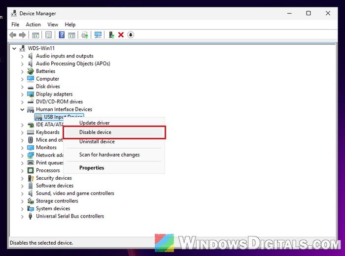 Disable device in Device Manager Windows 11