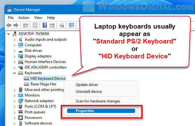 Disable laptop keyboard and use only external keyboard