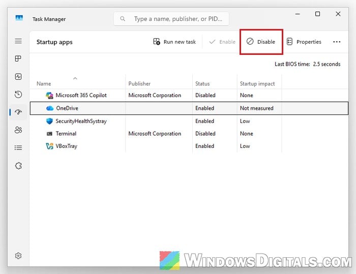 Disable startup apps Task Manager Windows 11
