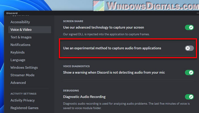Discord use an experimental method to capture audio from applications