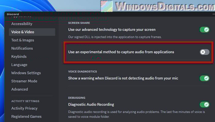 Discord use an experimental method to capture audio from applications