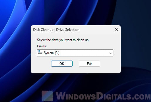Disk Cleanup Drive Selection C
