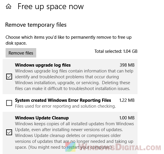 Disk Cleanup Windows Update Cleanup