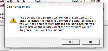 Disk Management convert basic to dynamic disk