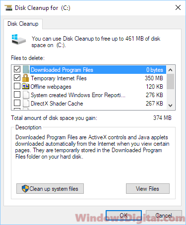 Disk cleanup for Windows needs more space in windows 10