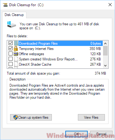 Disk cleanup for Windows