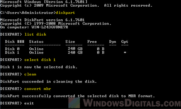 Diskpart convert gpt mbr freezes and hangs Windows CMD