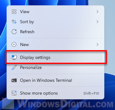 Display settings to change screen refresh rate in Windows 11