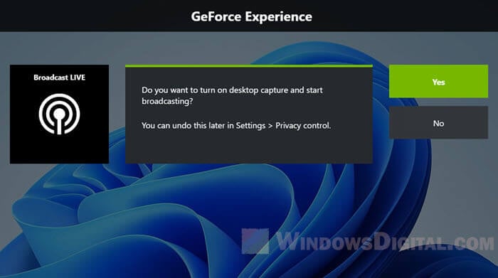 Do you want to turn on desktop capture Windows 11