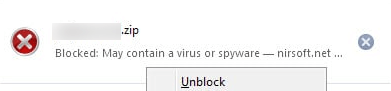 Download Blocked May contain a virus or spyware Firefox