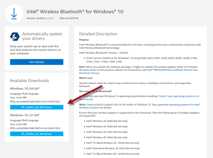 Download Intel Bluetooth Driver for Windows 10