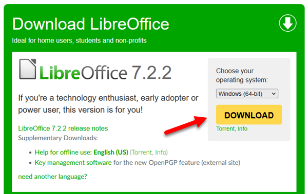Download LibreOffice for Windows 11 10